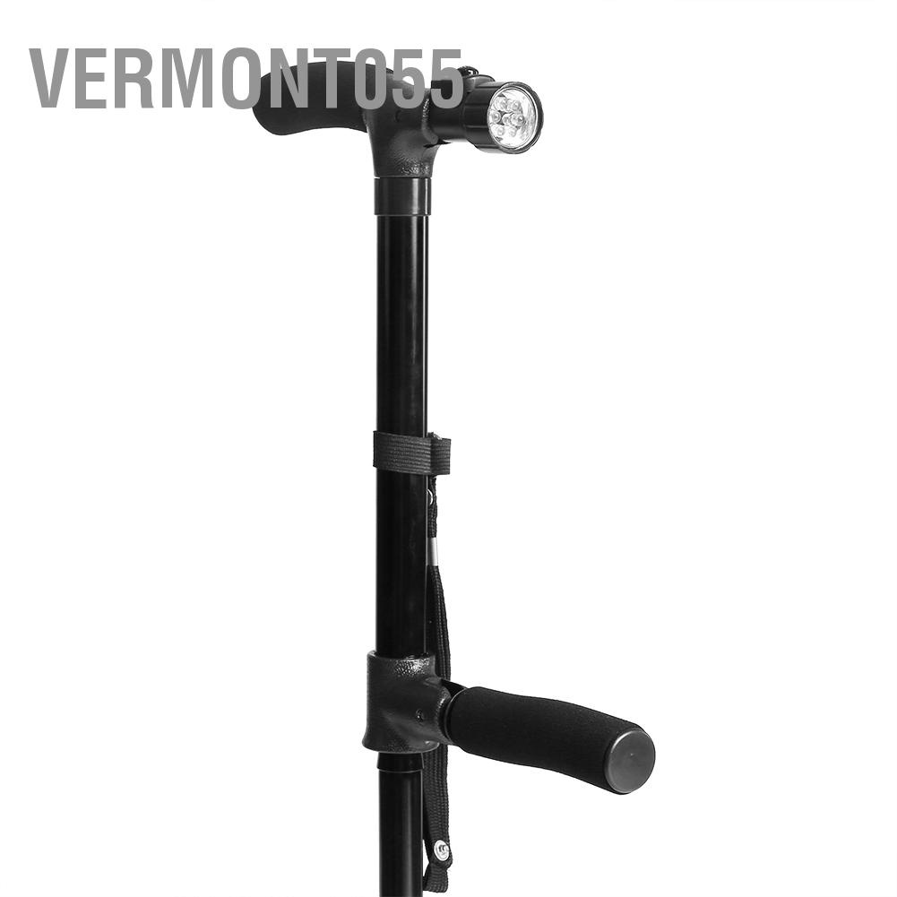 Vermont055 Gậy đi bộ gấp tự đứng nhẹ với đèn LED và tay cầm đệm