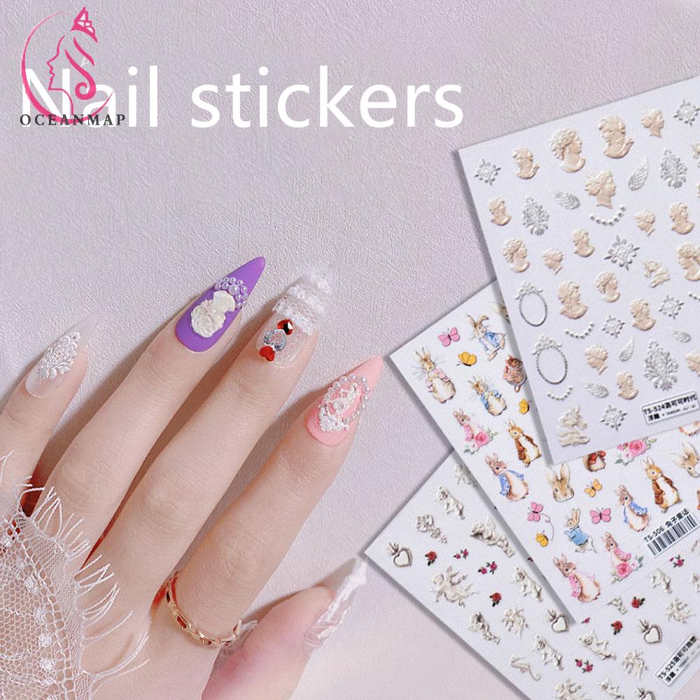 [Hàng mới về] Hình Dán Trang Trí Móng Tay Họa Tiết Ren 3D Phong Cách Gothic Thời Trang DIY