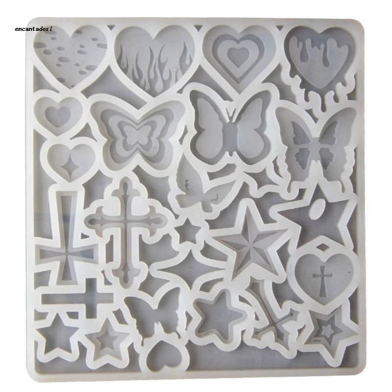 ✿ Khuôn Silicone Làm Mặt Dây Chuyền Hình Chữ Thập &amp; Trái Tim DIY