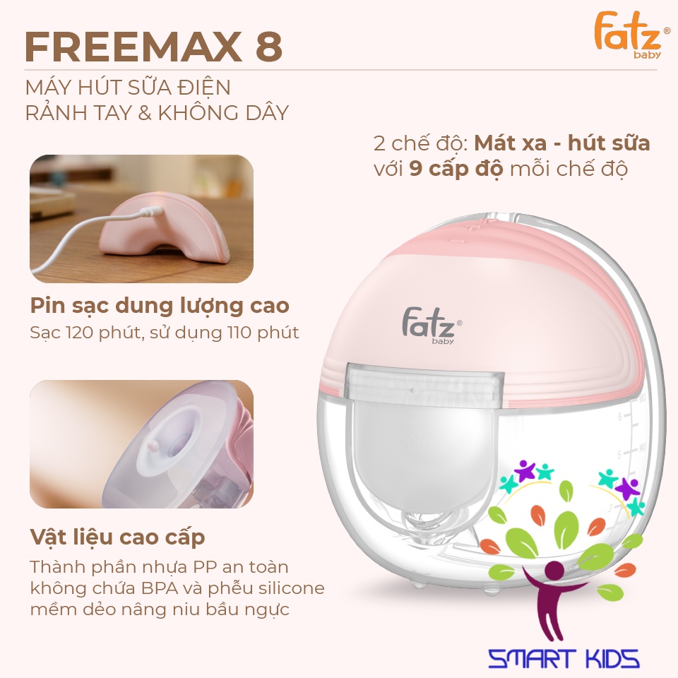 Máy Hút Sữa điện Rảnh Tay Và Không Dây Fatz Baby - Freemax 8 - FB1218TP
