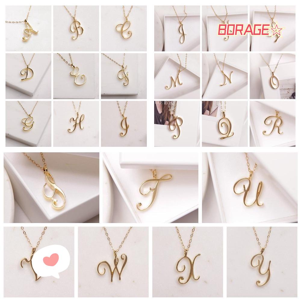Borag Vòng cổ Mặt Chữ Cái Tối Giản|Bảng Chữ Cái Mạ Kim Loại Mạ 26 Chữ Cái