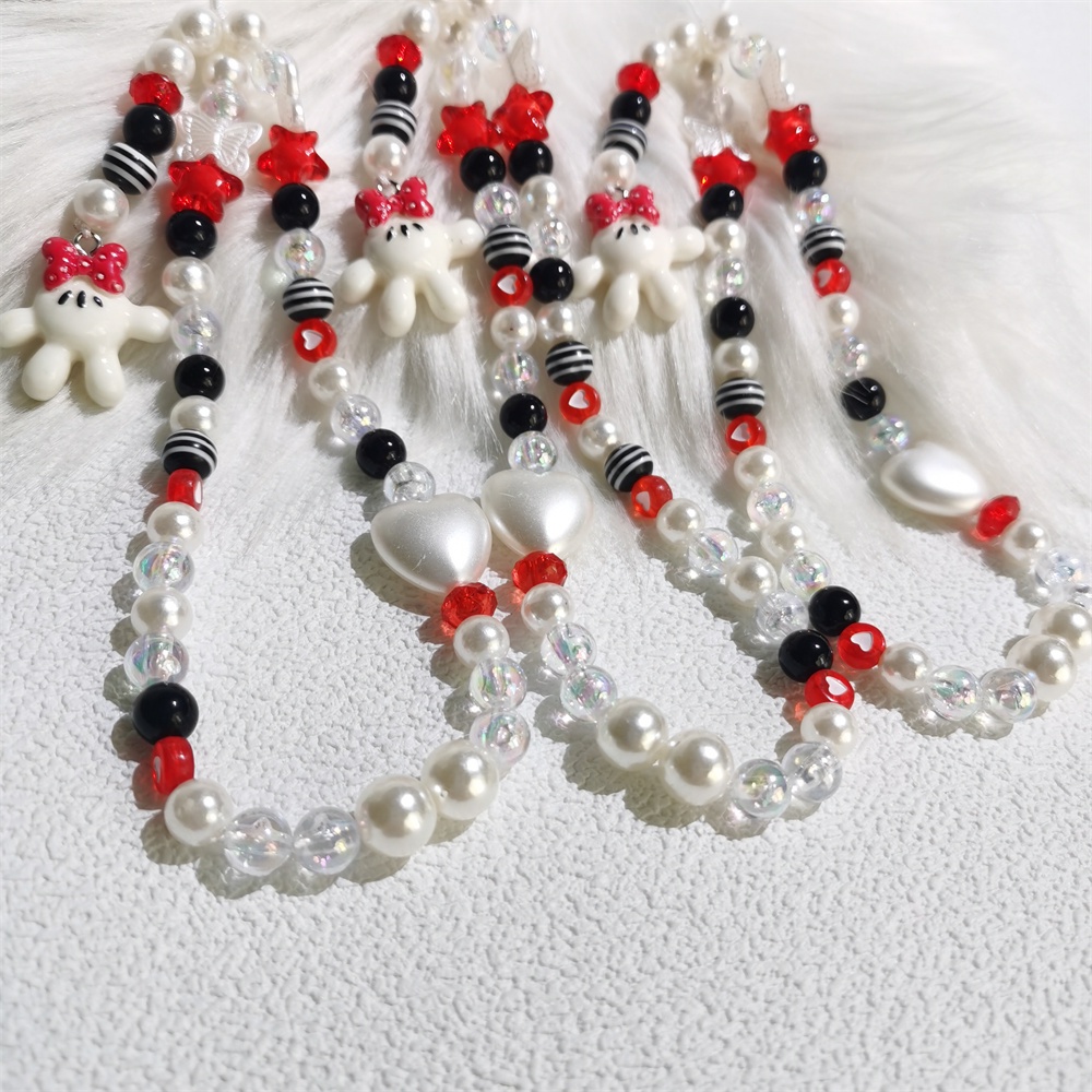 Dây Treo Điện Thoại Di Động Dạng Chuỗi Hạt Acrylic Nhiều Màu Chống Thất Lạc Hình Minnie Dễ Thương