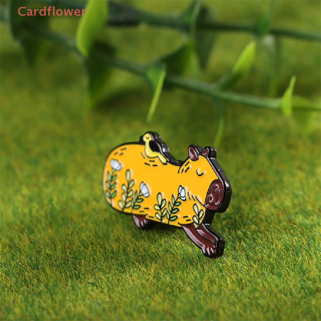 Huy Hiệu Cài Áo Hình Hoạt Hình &lt; Cardflower &gt; Capybara Tráng Men Dễ Thương Phụ Kiện Ba Lô Quần Áo Mới