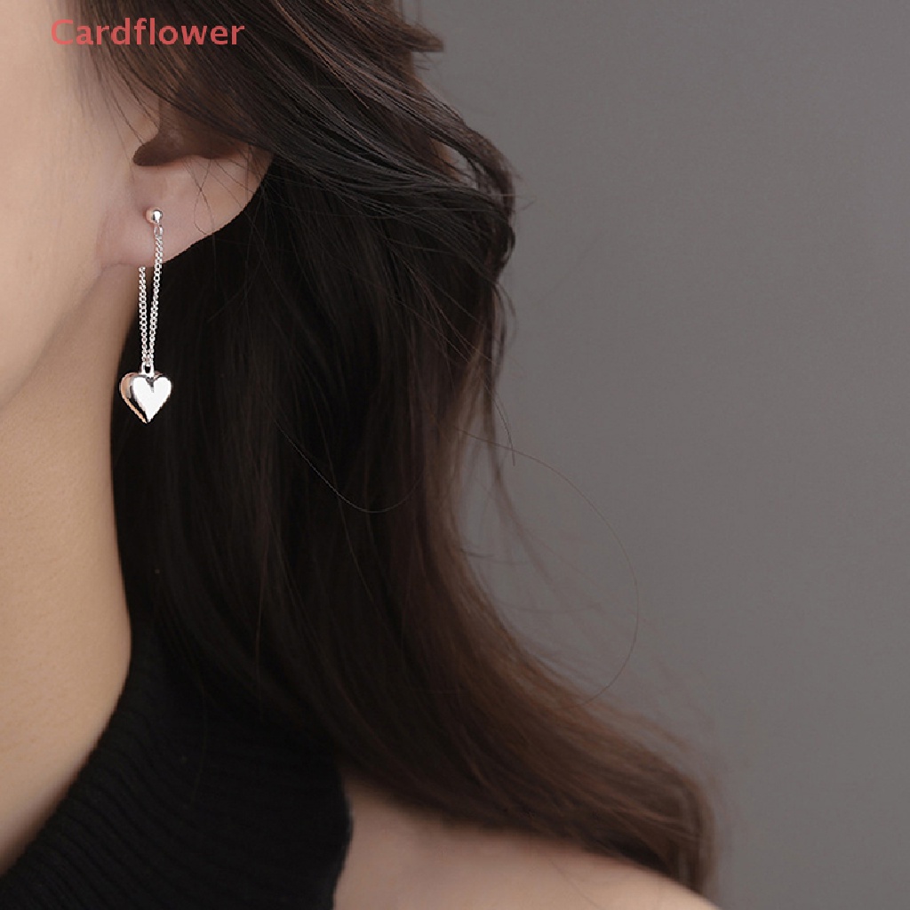 < Cardflower > Khuyên Tai Tua Rua Hình Trái Tim Trái Tim Màu Bạc Không Dị Ứng Thời Trang Vintage Dành Cho Nữ