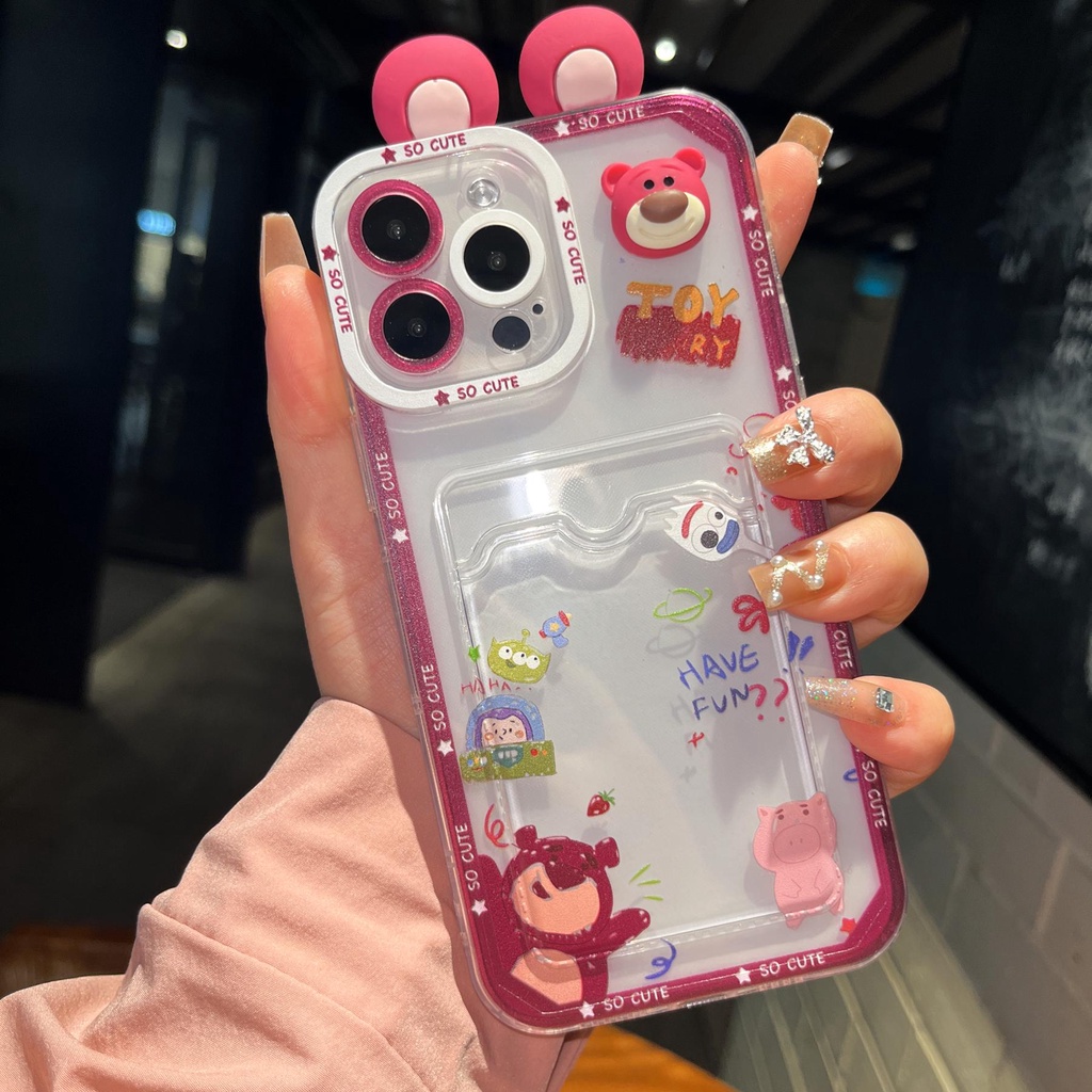 Ốp Điện Thoại Tpu Mềm Trong Suốt Hình Toy Story 3D Có Ngăn Đựng Thẻ Cho iPhone 14 13 12 11 Pro XR XS Max 7 8Plus