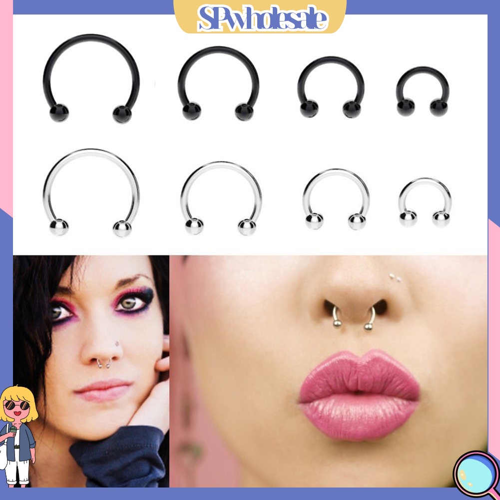 <SPwholesale> Bộ 2 Khuyên Mũi Thép Không Gỉ Hình Móng Ngựa