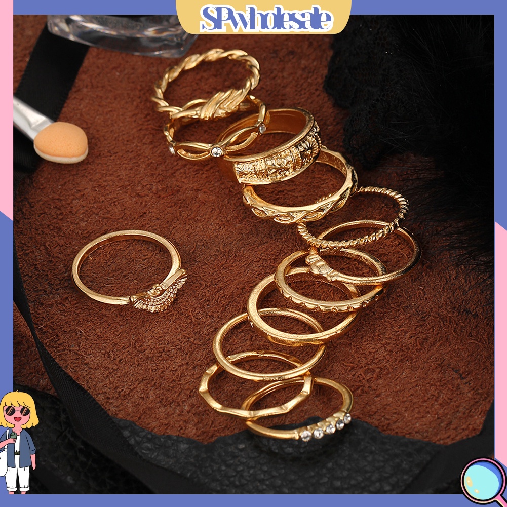<SPwholesale> Set 12 Nhẫn Đeo Khớp Ngón Tay Phong Cách Retro