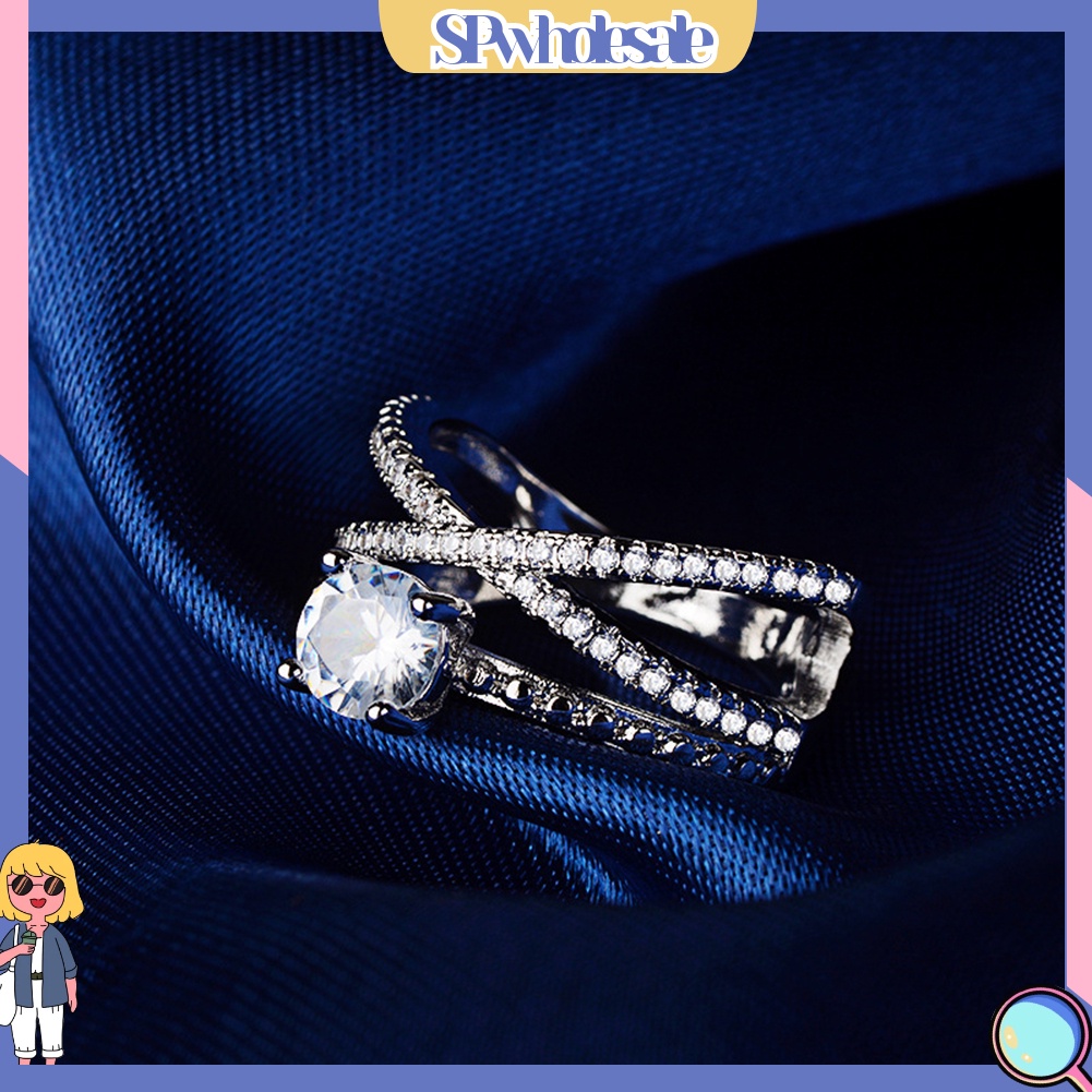 <SPwholesale> Nhẫn Cưới Đính Đá Quý Nhân Tạo > Glamour Cho Nữ