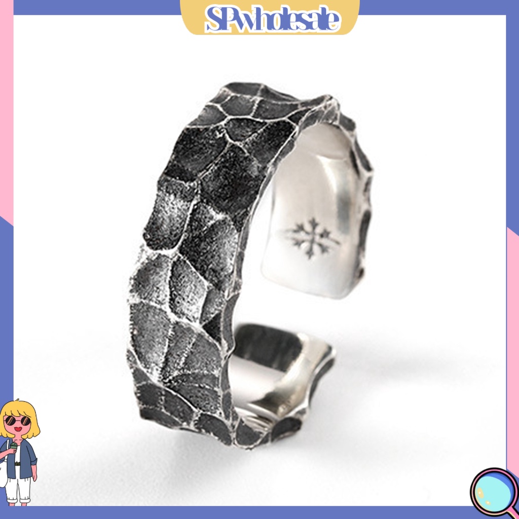 <SPwholesale> Nhẫn Hở Họa Tiết Vết Nứt Bằng Hợp Kim Phong Cách Retro Cá Tính Làm Quà Tặng Sinh Nhật Cho Nam