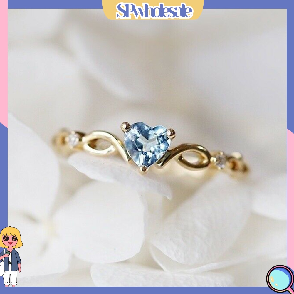 <SPwholesale> Nhẫn Đính Đá Zircon Hình Trái Tim Thời Trang Cho Nữ