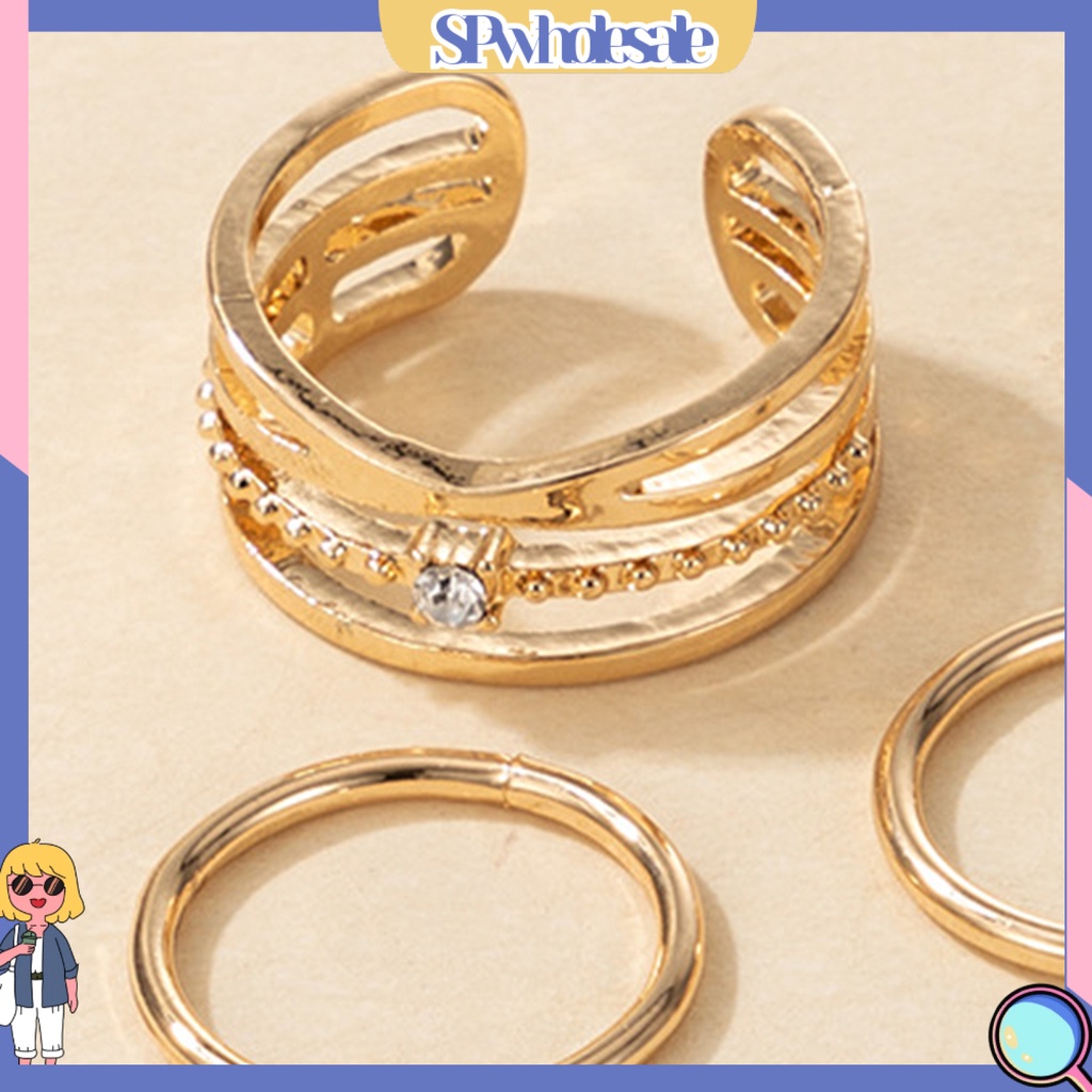 <SPwholesale> Set 5 Nhẫn Đeo Khớp Ngón Tay Màu Sắc Lấp Lánh Thời Trang