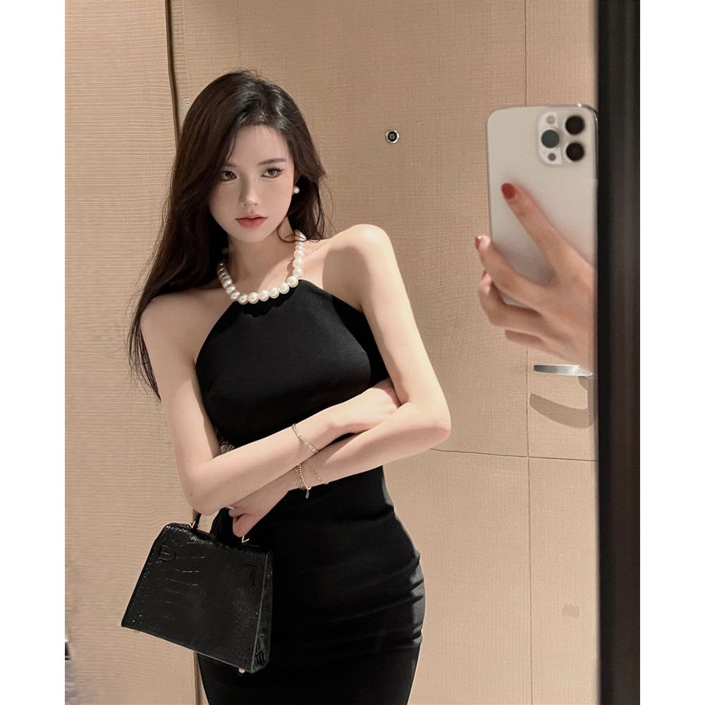 Đầm Hai Dây Ôm Eo Xẻ Tà Màu Hồng Thời Trang Mùa Hè Dành Cho Nữ