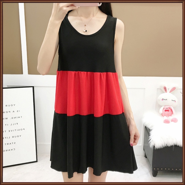 Đầm Không Tay Nhiều Lớp Dáng Rộng Màu Sắc Thời Trang Mùa Hè Dành Cho Nữ