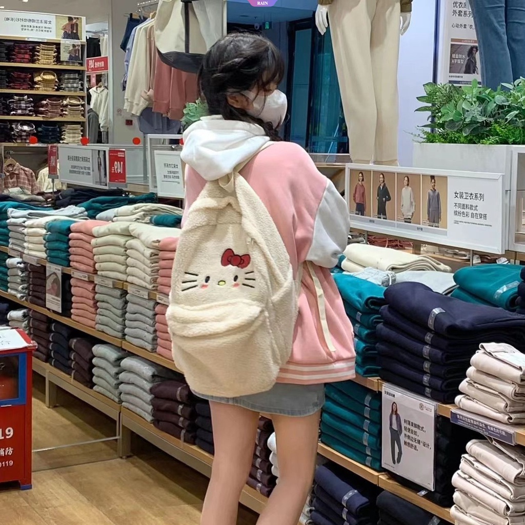 Balo Đeo Vai Y2k Vải Bông Thêu Họa Tiết Sanrio Hello Kitty Dễ Thương Sức Chứa Lớn Phong Cách Nhật Bản Cho Nữ