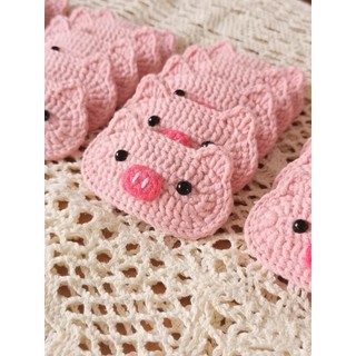 Kẹp tóc hình chú heo phong cách ngộ nghĩnh dễ thương.làm bằng len Handmade