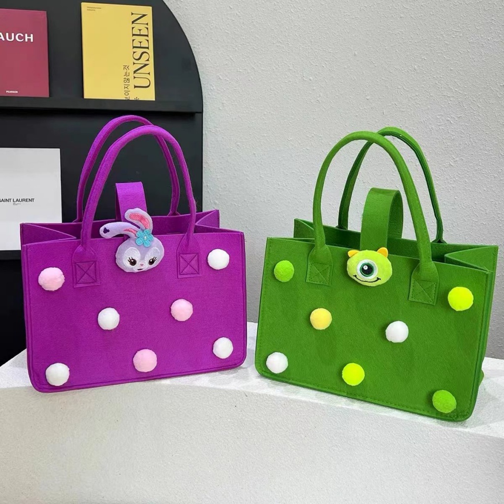 Túi Tote Bằng Vải Nỉ Kích Thước Lớn In Họa Tiết Hoạt Hình Dễ Thương Dùng Làm Quà Tặng Cho