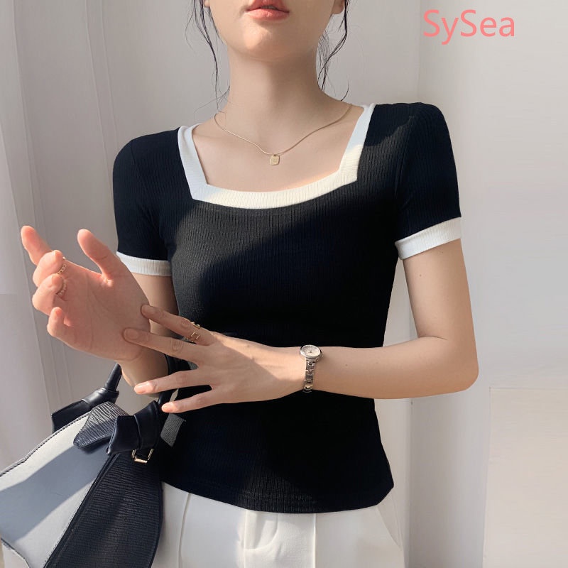 Áo Kiểu Cổ Vuông Thời Trang Mùa Hè Hàn Quốc Cho Nữ