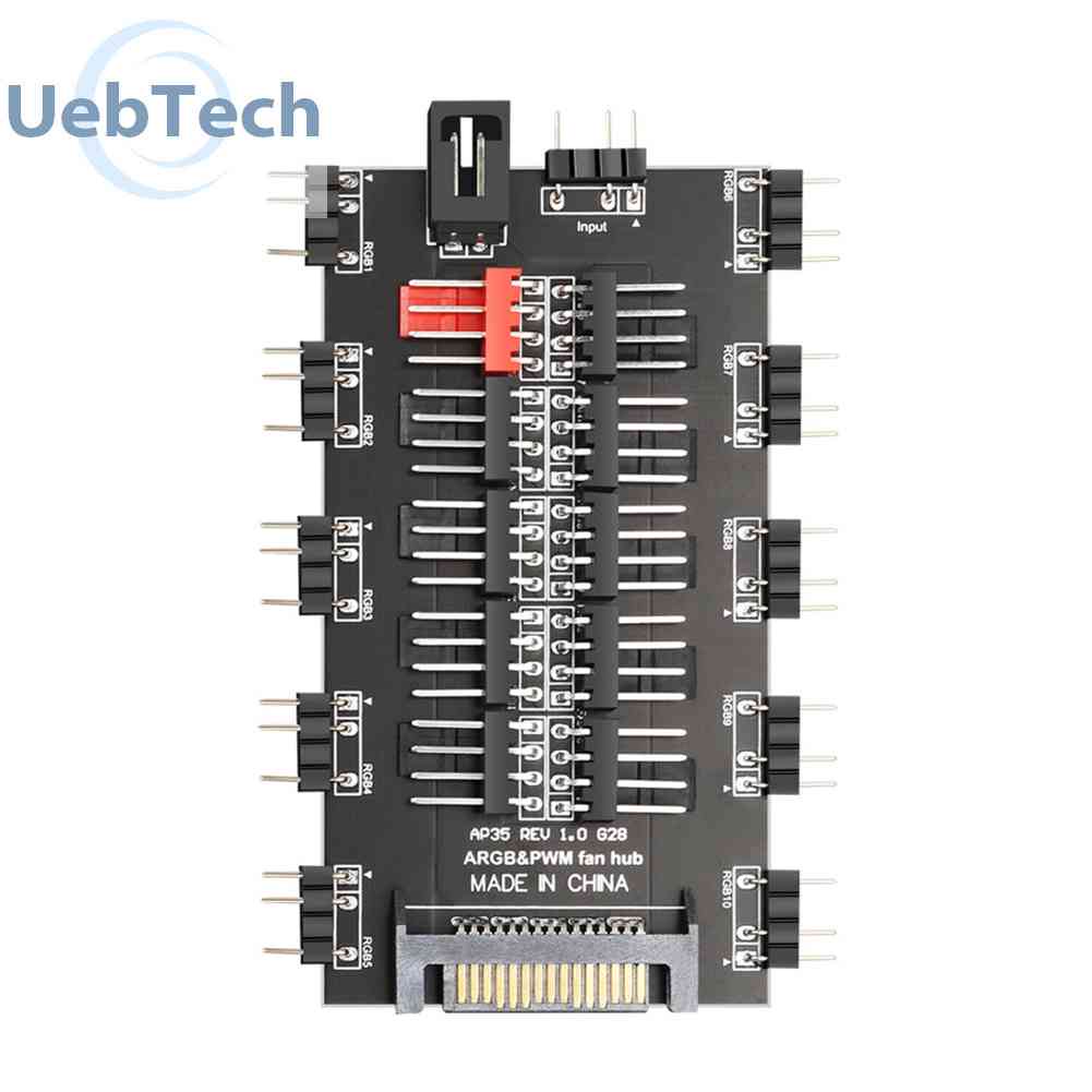 Quạt Tản Nhiệt 2 Trong 1 Hub 5V 3PIN ARGB SATA 10 Chiều Cho Máy Tính Ốp