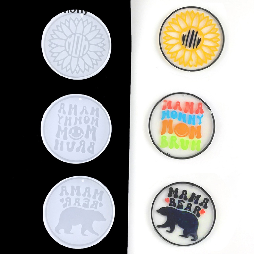 Khuôn Silicone Làm Mặt Dây Chuyền DIY Hình Gấu MAMA / Hoa Hướng Dương