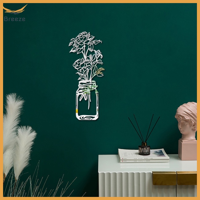 Gương Dán Tường Bằng Acrylic Hình Lọ Hoa 3d Trang Trí Nhà Cửa