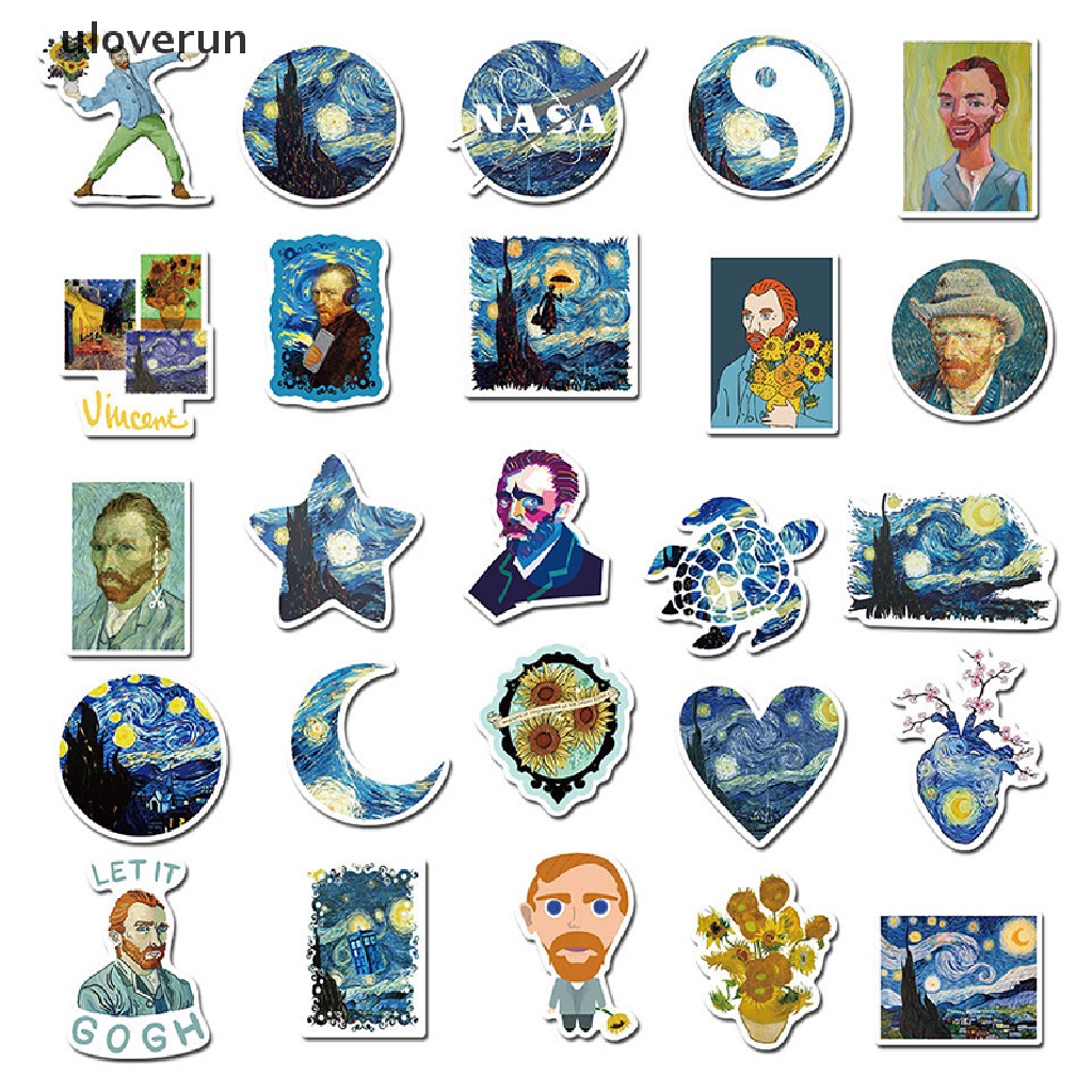 Set 40 Sticker Vincent Willem Van Gogh Trang Trí Nghệ Thuật