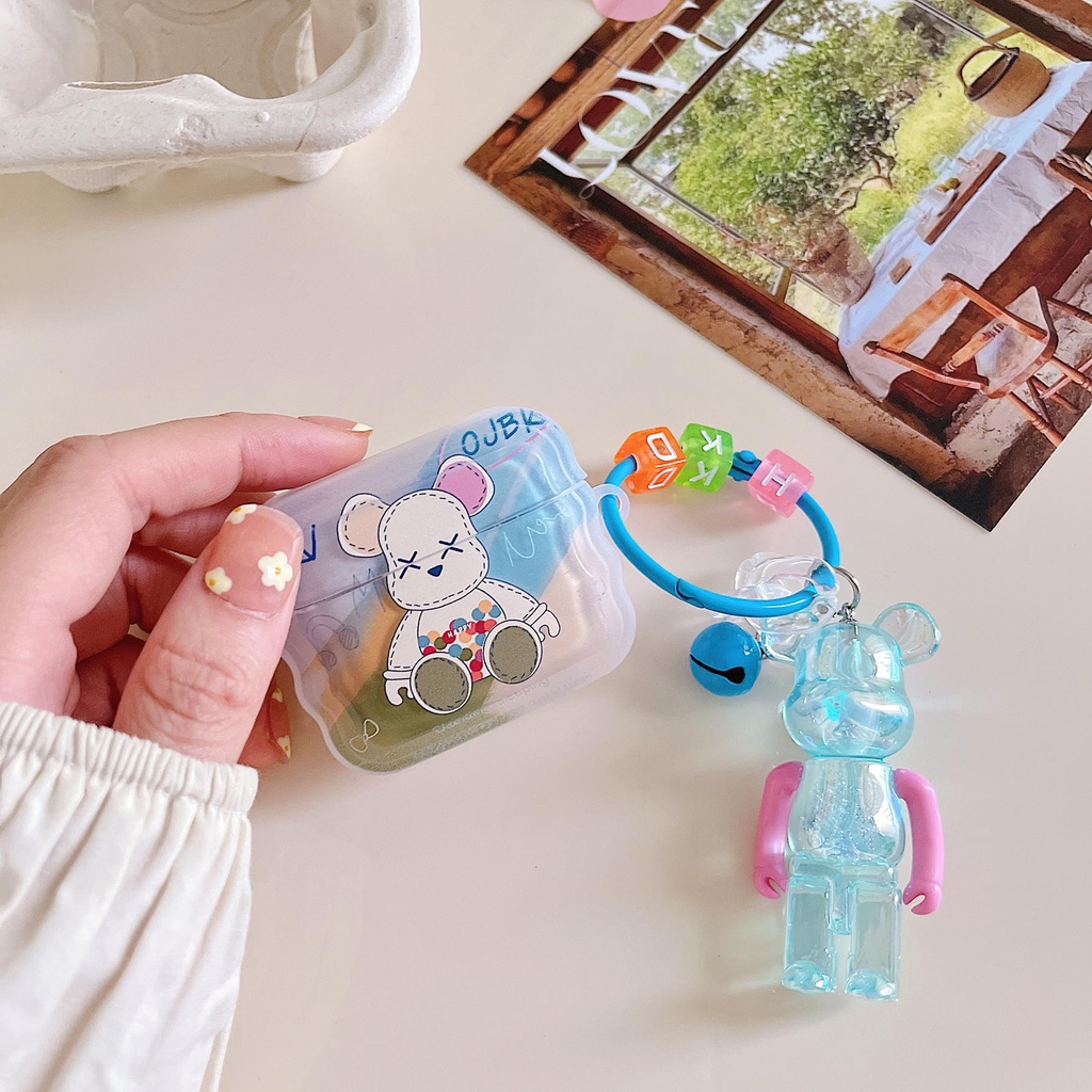Vỏ Bảo Vệ Hộp Sạc Tai Nghe Airpods 1 2 3 Pro2 2022 Trong Suốt Họa Tiết Hoạt Hình Chú Gấu 3D Dễ Thương Chống Thất Lạc