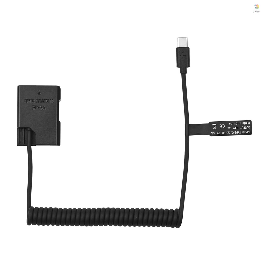 Đầu Nối Pin Andoer EN-EL14 USB-C Với Cáp Nguồn USB Type-C Thay Thế Cho D3100 D3200 D3300 D3400 D3500 D5100 D5200 D5300 D5