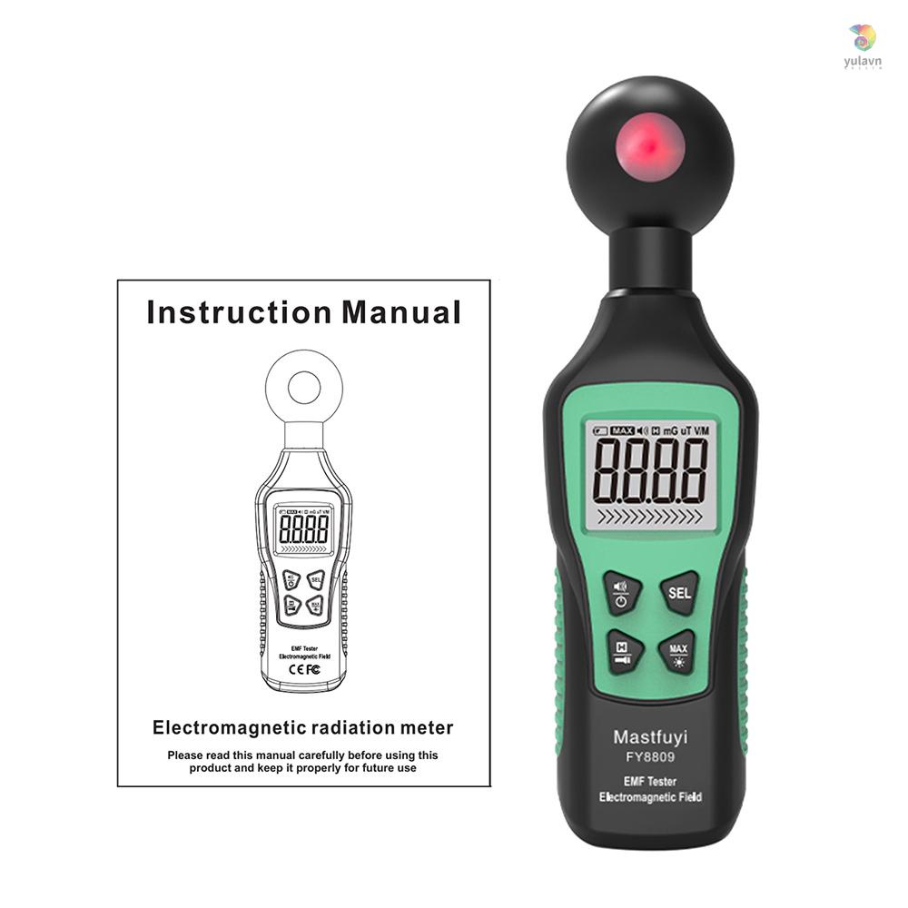 Máy Kiểm Tra Điện Từ Kỹ Thuật Số Mastfuyi FY8809 EMF Cầm Tay Có Đèn Nền Màn Hình LCD