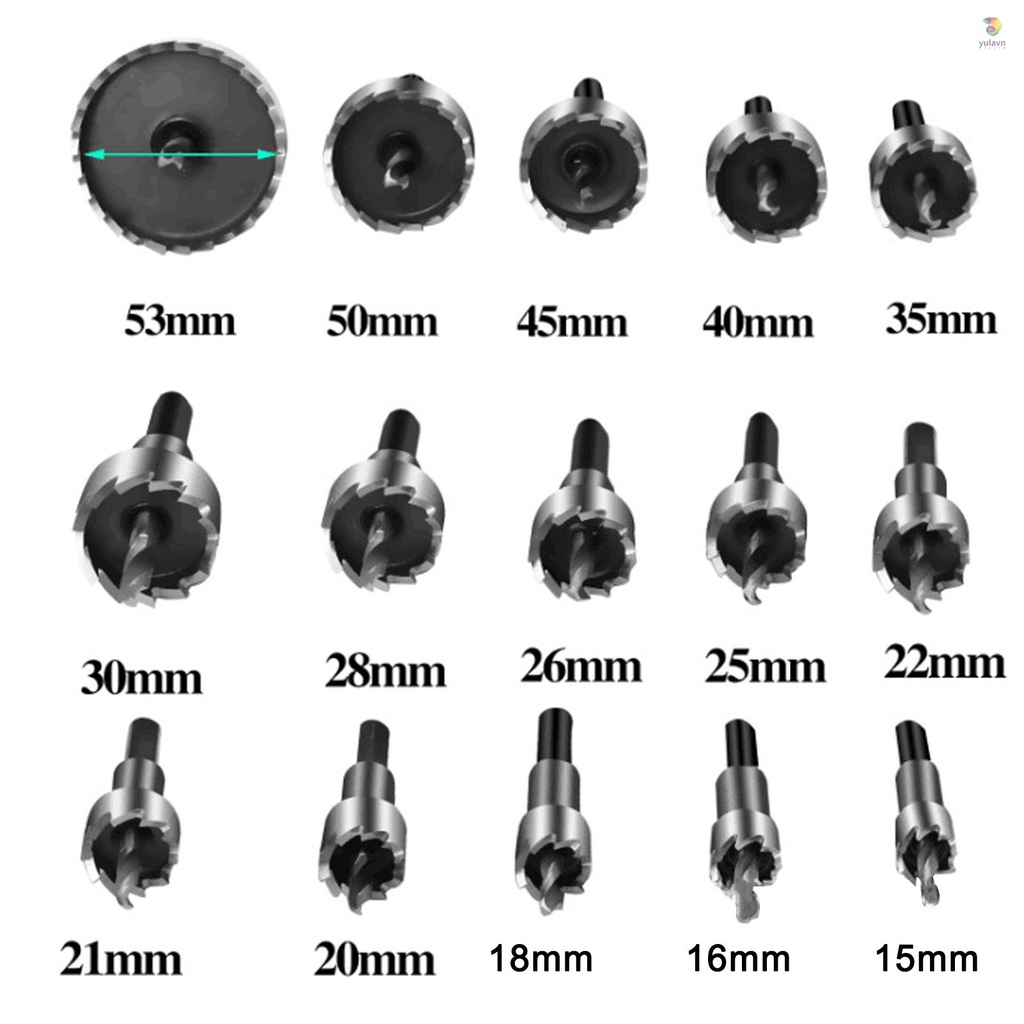 Bộ 15 Mũi Khoan Lỗ Làm Mộc Bằng Cacbua Cacbua Cacbua Cầm Tay 15 Món HSS