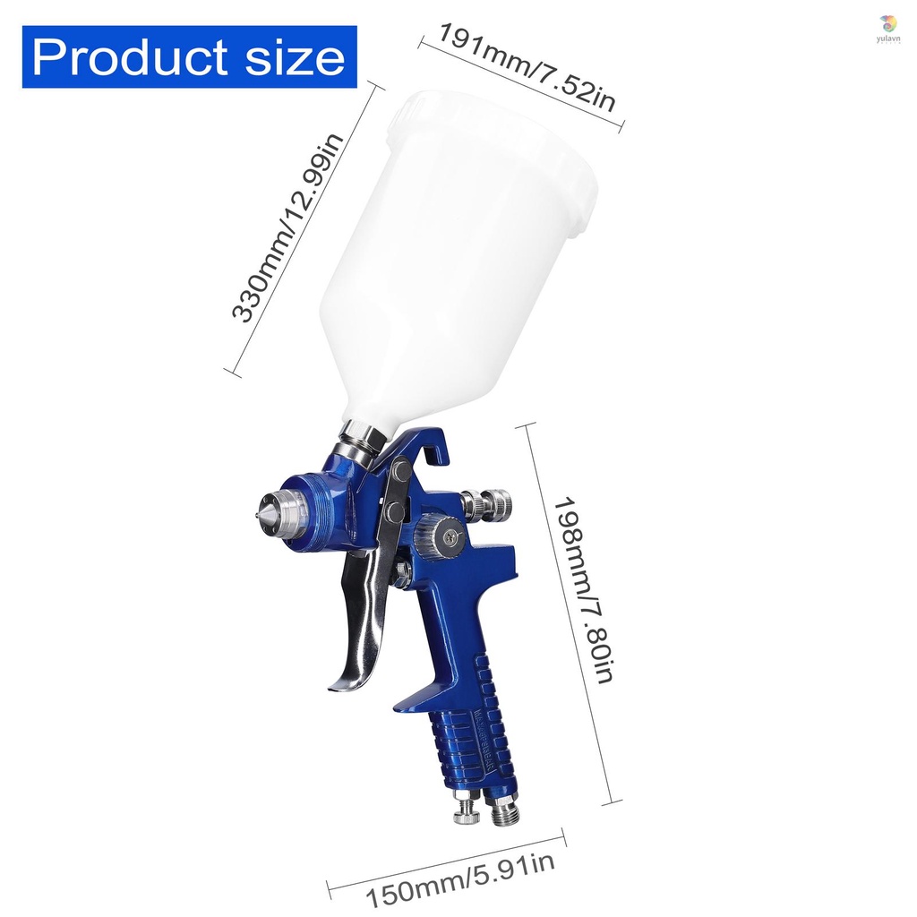 Bộ Dụng Cụ Phun Sơn Xe Hơi Dung Tích Lớn 600CC Bằng Thép Không Gỉ