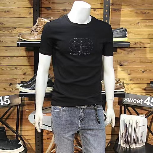 Áo Thun Cotton Tay Ngắn Cổ Tròn Dáng Ôm Thời Trang Mùa Hè 2023 Phong Cách Châu Âu Cho Nam
