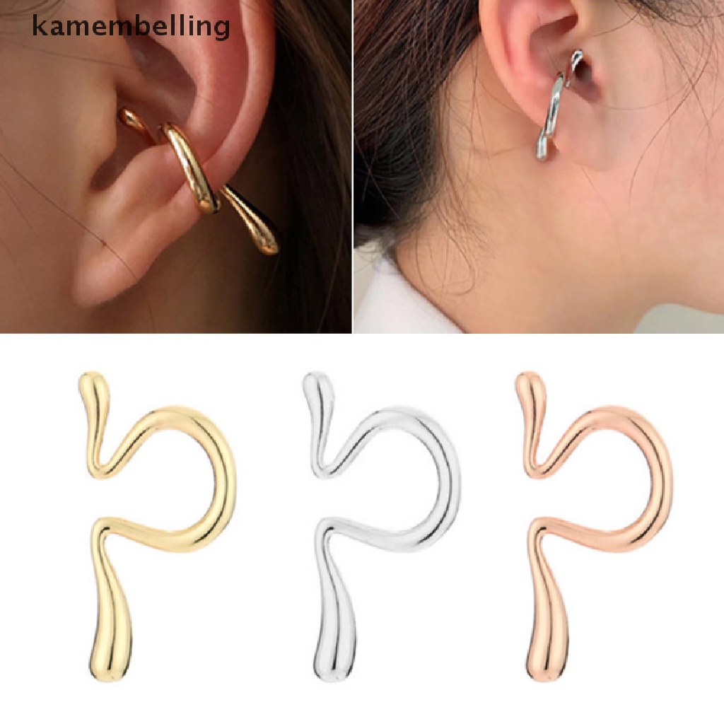 Kamembelling Khuyên Tai Dạng Kẹp Bằng Kim Loại Giả Bất Đối Xứng Thời Trang Cho Nam Và Nữ EN
