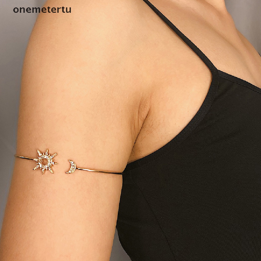 Onemetertu Vòng Đeo Cánh Tay Trên Đính Đá Zircon Hình Ngôi Sao Mặt Trăng Đơn Giản Hợp Thời Trang EN