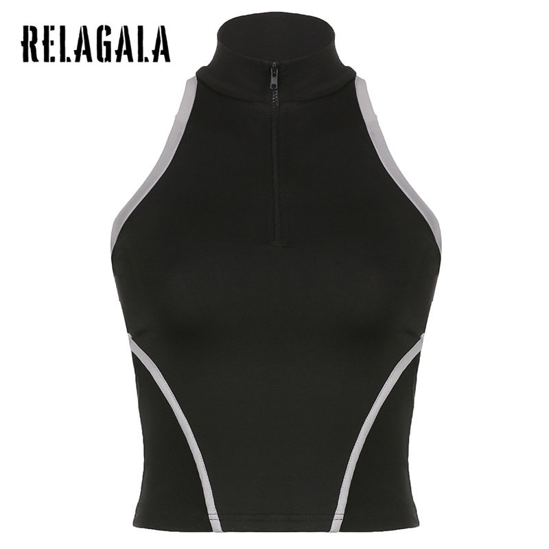Áo Tank Top Thể Thao Sát Nách Màu Trơn Ôm Dáng Phối Khóa Kéo Thời Trang 2023 Cho Nữ
