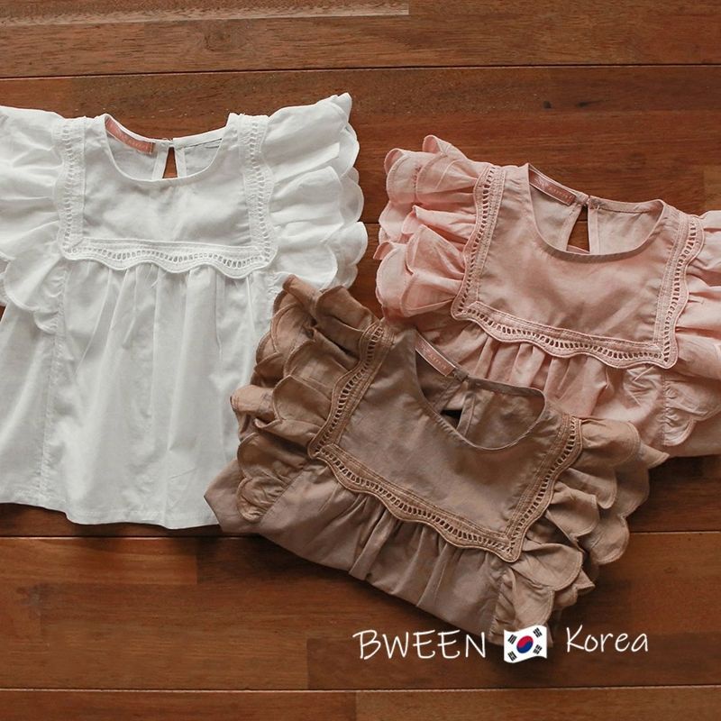 Áo Sơ Mi Cotton Phối Ren Màu Trắng Phong Cách Hàn Quốc Thời Trang Mùa Hè Mới 2023 Dành Cho Bé Gái