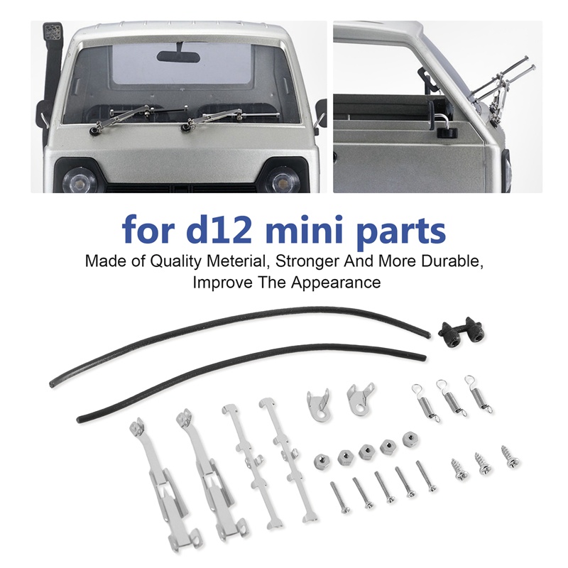 2 Cần Gạt Nước Kính Chắn Gió Bằng Thép Không Gỉ Cho Xe Hơi Điều Khiển Từ Xa WPL D12 Mini 1 / 16