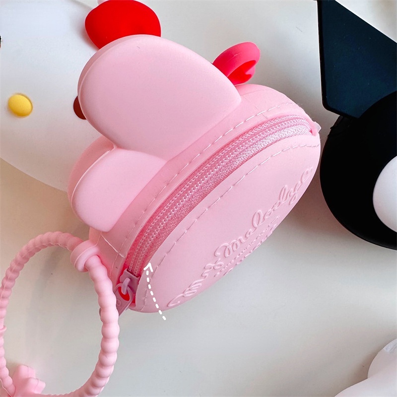Ví Đựng Tiền Xu Bằng Silicon Hình Sanrio Kuromi My Melody Hello Kitty Dễ Thương Kèm Móc Khóa Cho Bé