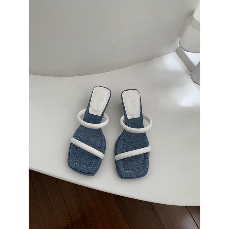 Sandal Cao Gót Mũi Vuông Thiết Kế Mới Thời Trang Mùa Hè 2023 Dành Cho Nữ