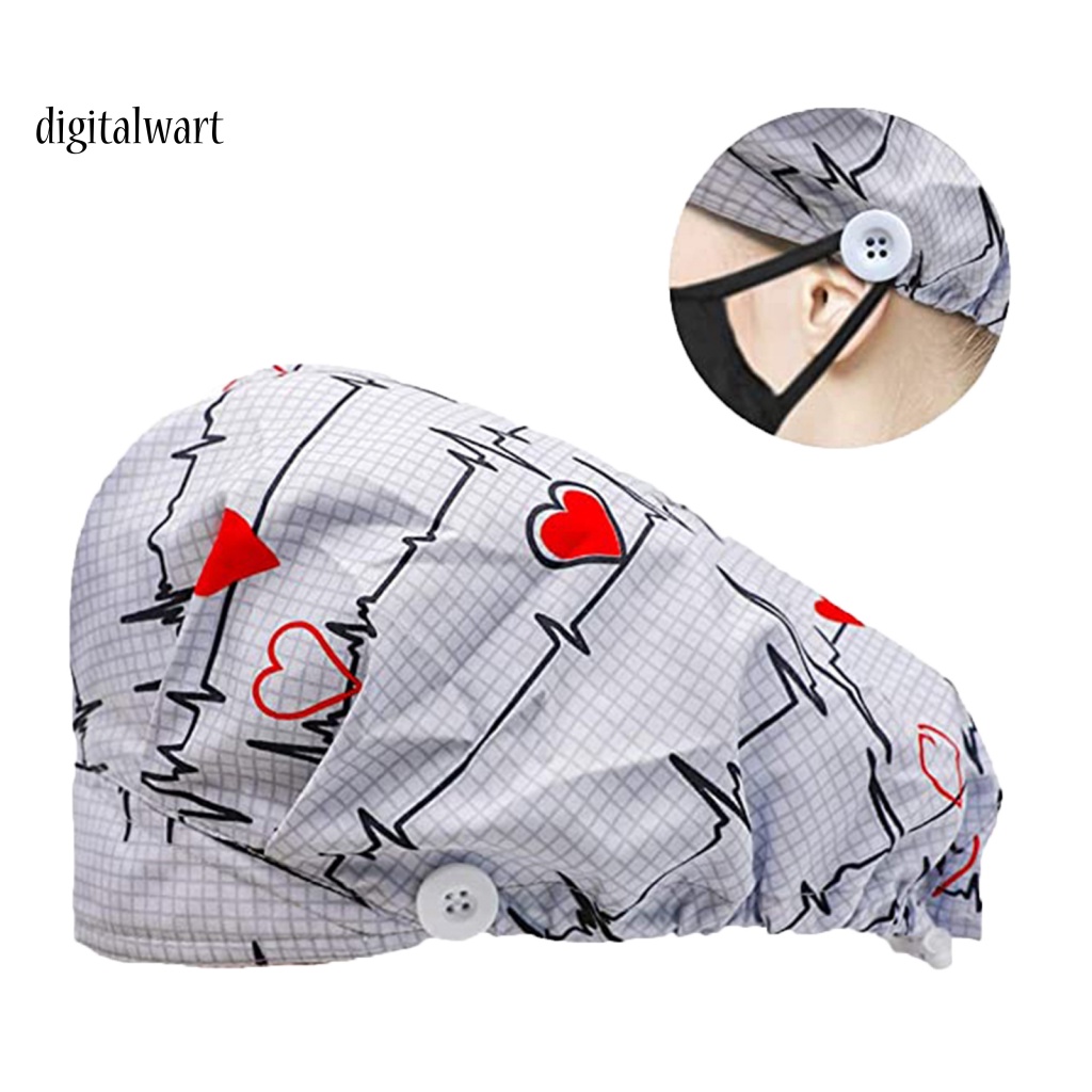 Kỹ Thuật Số| Mũ Trùm Đầu Thấm Hút Mồ Hôi Có Nút Điều Chỉnh Được In Họa Tiết ECG Cho Beautician