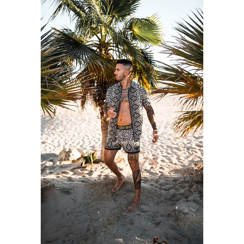 Bộ Đồ Chơi Phong Cách Hawaii Độc Đáo| Bộ In Họa Tiết Da Báo Korte Mouw Zomer|Áo Sơ Mi Bloemen Dây Bện Thời Trang Dạo Phố Cá Tính