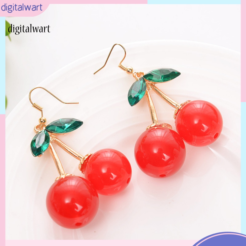 Kỹ Thuật Số| 1 Đôi Bông Tai Móc Hình Lá Cherry Lấp Lánh Lâu Trôi Thích Hợp Sử Dụng Hàng Ngày