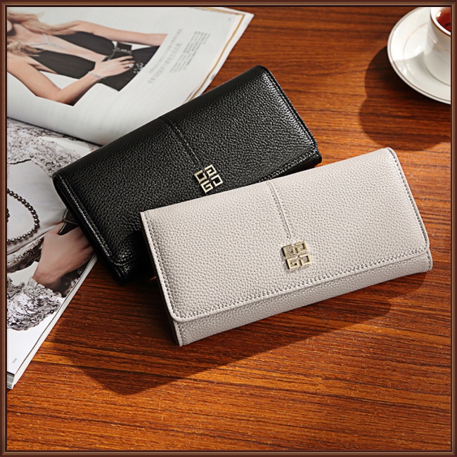 Ví Da Pu Dáng Dài Màu Trơn Cỡ Lớn Thời Trang Sang Trọng Cho Nữ