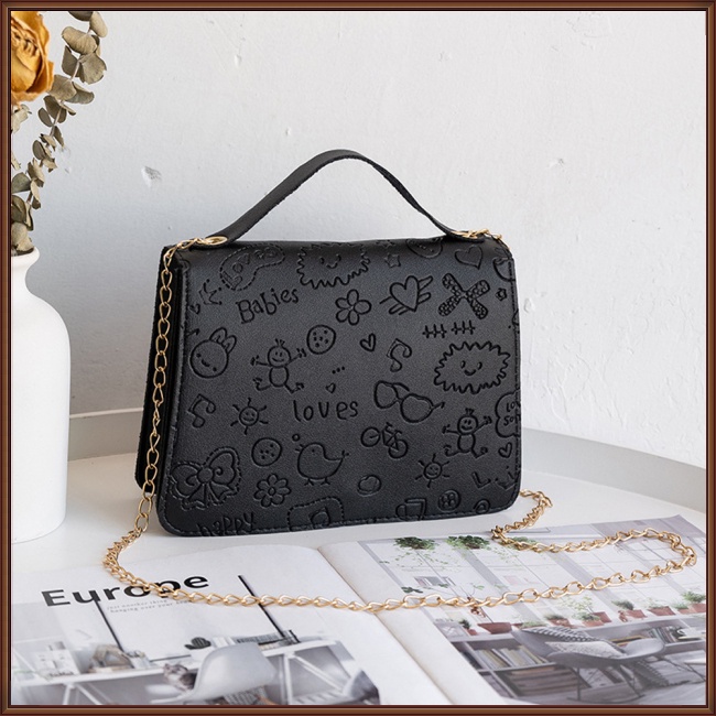 Túi Đeo Chéo Vai Bằng Da Nhân Tạo Màu Trơn Dập Nổi Họa Tiết Thời Trang Đa Năng Dành Cho Nữ