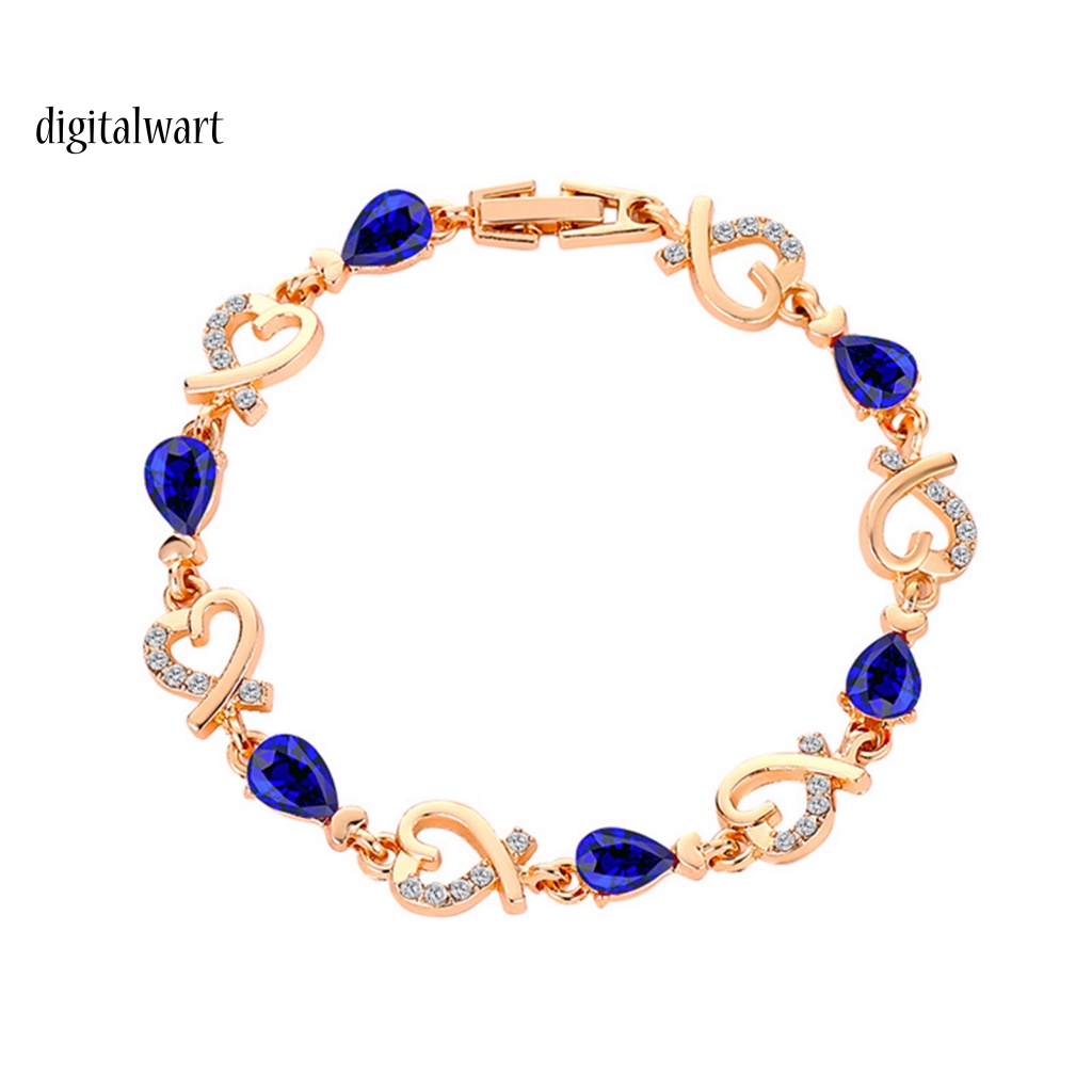 Kỹ Thuật Số| Vòng Tay Đính Đá Zircon Hình Trái Tim Thanh Lịch Cho Nữ