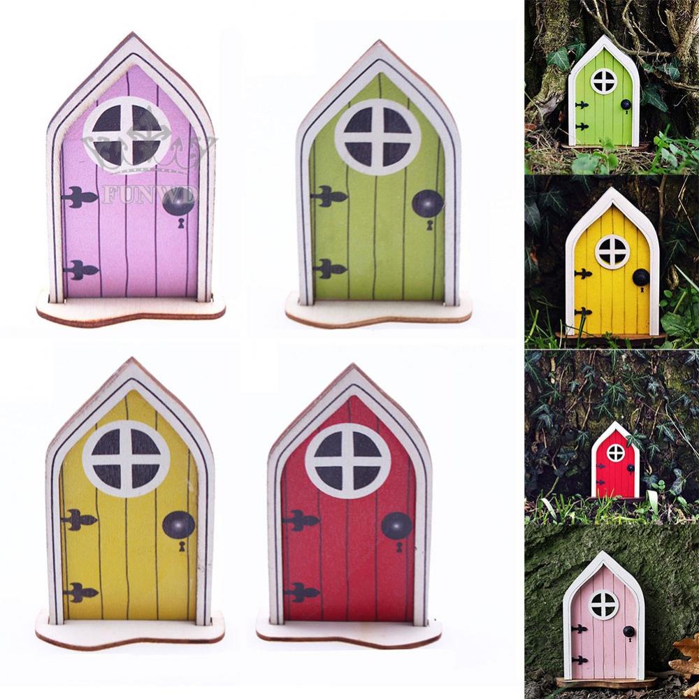 Fairy Gnome Elf Tay Nắm Cửa Bằng Gỗ Sơn Vẽ Nghệ Thuật Trang Trí Sân Vườn Ngoài Trời Bí Ẩ