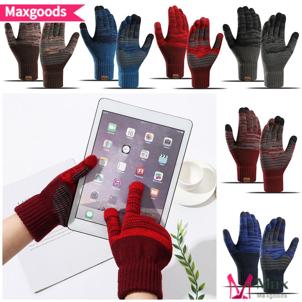 Găng Tay Lái Xe Dệt Kim Lót Nhung Mềm Mại Giữ Ấm Cánh Tay Cho Nam