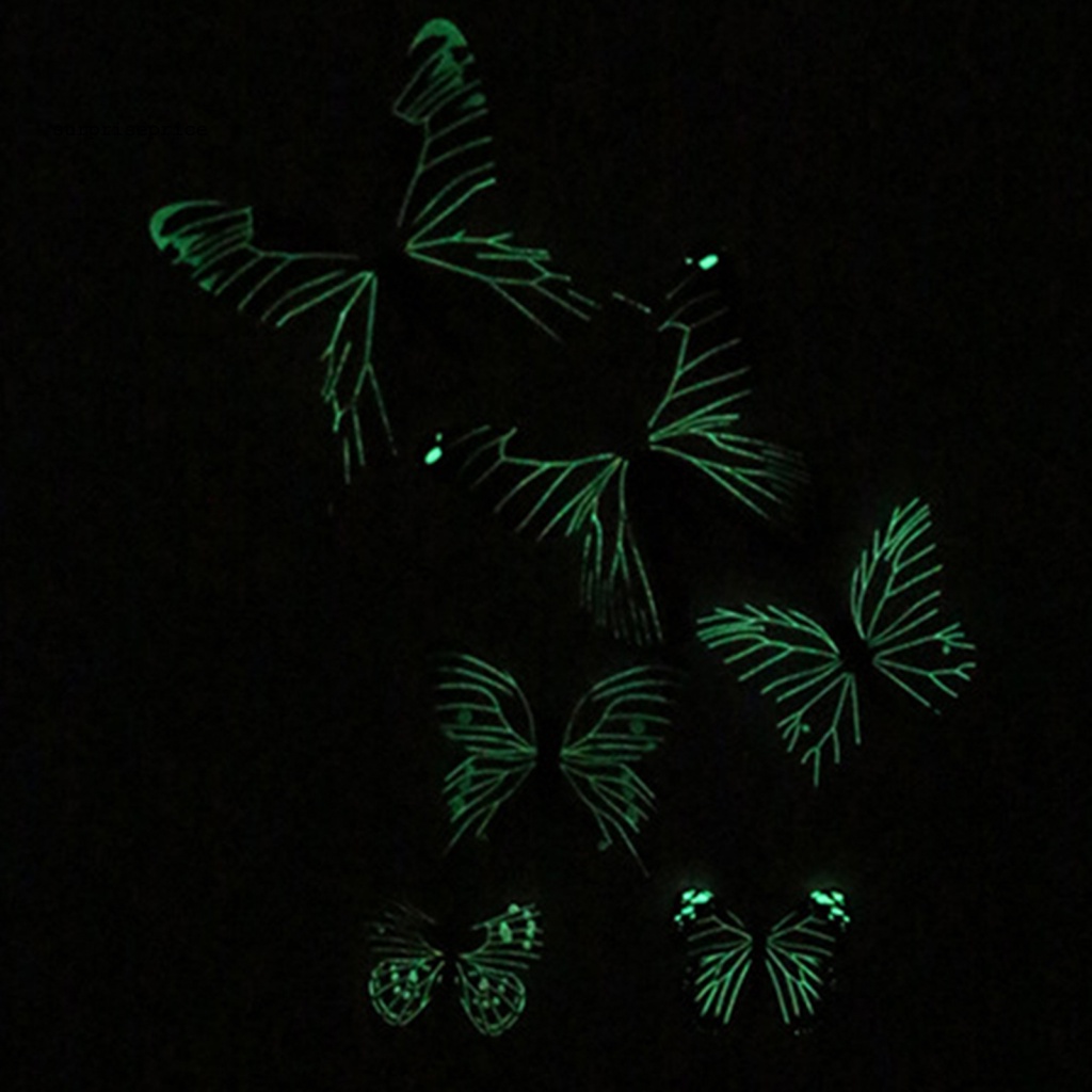 Bộ 12 Miếng Dán Tường Hình Bướm Ba Chiều Màu Dạ Quang Tự Dính Chống Nước Trang Trí Nhà Bếp DIY