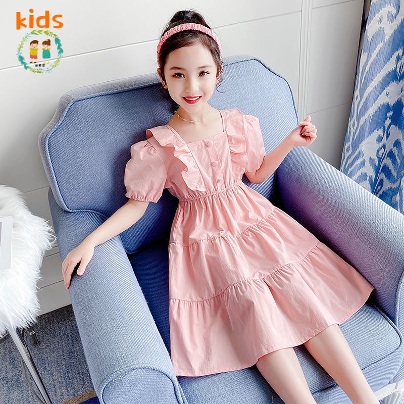 Đầm Mùa Hè Tay Ngắn Phong Cách Thời Trang Mới Dành Cho Bé Gái 3-5 - 8-10 - 12-13 Tuổi