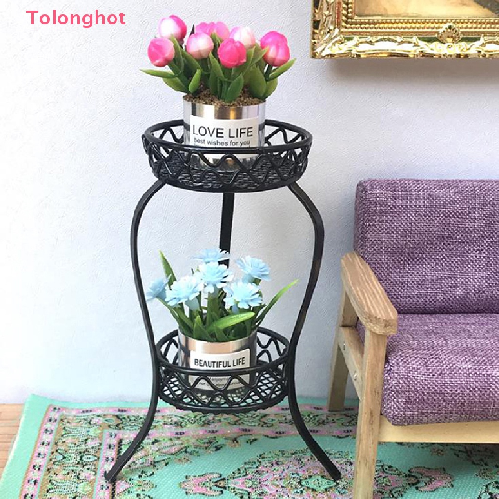 Giá Đỡ Chậu Hoa Mini Bằng Sắt Tỉ Lệ 1: 12 Dùng Trang Trí Nhà Búp Bê