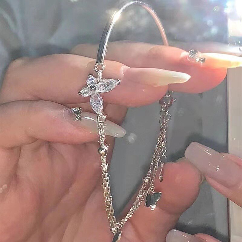Vòng Tay Hợp Kim Hình Bướm Đính Đá Zircon Phong Cách Hàn Quốc
